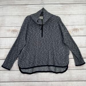 Saturday Sunday Anthropologie 1/4 Zip Pullover Womens Small Gray High Low Hem